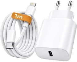 iPhone Oplader 20W Snellader + 1 Meter Lightning Kabel – USB-C iPhone Lader – Geschikt voor iPhone 14 / 13 / 12 / 11