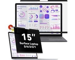 Magnetisch privacyfilter - Blauwlichtfilter anti-glare - Veilig werken onderweg - Afneembaar magnetisch ontwerp - 15 inch - Mat zwart