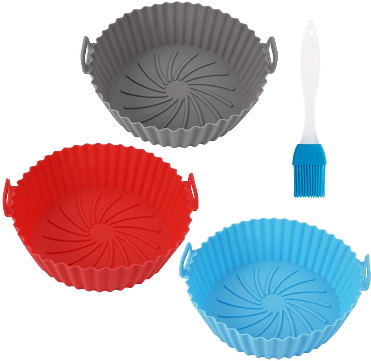 Set van 3 Silicone Bakvormen - Herbruikbare Accessoires voor Heteluchtfriteuse - 16,5 cm Vorm + Penselen — afbeelding 1