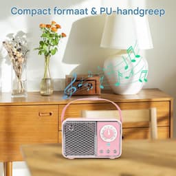 Retro Bluetooth- Vintage Bluetooth Speaker - Mini Retro Design With Stereo Bass Enhancement-Roze — thumbnail 5