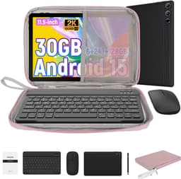 Hotlight 2K (2000x1200) Tablet - 11.5 inch Tablet met Toetsenbord -Roze Tablet Hoes Sleeve - Stylus - Muis - 30 GB RAM/128GB ROM - 8400mAh - 5G WiFi — thumbnail 1