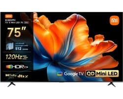 Xiaomi TV S Mini LED - 75 inch Smart TV - 4K UHD - Mini LED met 512 Dimming Zones - 120Hz Refresh Rate - Google TV met Chromecast & AirPlay - Dolby Vision & HDR10+ - Gaming en Films in Ultra HD