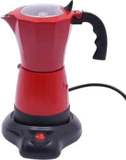 Elektrisch Koffiezetapparaat - Espressomaker Percolator - Snel Koffie Zetten - 360 Graden Draaibare Basis - 10x20 cm - Rood — thumbnail 1