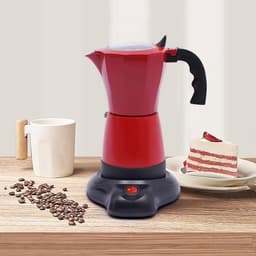 Elektrisch Koffiezetapparaat - Espressomaker Percolator - Snel Koffie Zetten - 360 Graden Draaibare Basis - 10x20 cm - Rood — thumbnail 2