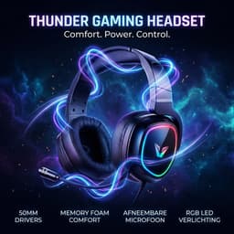 VX Gaming Thunder Gaming Headset met Microfoon - Bedraad - RGB Verlichting - Bluetooth - Geschikt voor PC / PS4 / PS5 / Xbox / PC - Afneembare Microfoon (VX-242-BK) — thumbnail 4