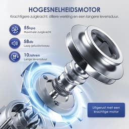 Fukstern Steelstofzuiger Draadloos - 55000Pa Zuigkracht - 55 Minuten Werktijd - 1.8L Stofreservoir - 8-lags HEPA-filtersysteem - zilverkleurig — thumbnail 4