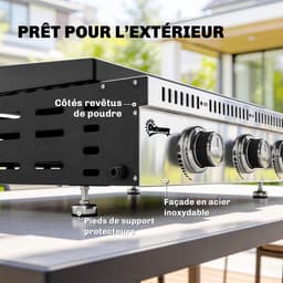 Outsunny Gasgrill - Roestvrij staal, metaal - 62 x 49 x 23 cm - Zwart — thumbnail 2