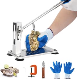 Professionele oester- en mosselopener van roestvrij staal – verstelbaar in 4 standen, met zuignappen, G-klem, mes en snijbeschermende handschoen – voor keuken, thuis en horeca — thumbnail 1