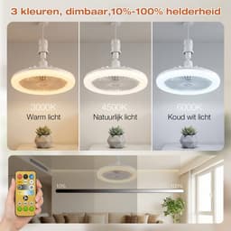 MUPOO Plafond ventilator met LED verlichting E27 Fitting met 360° Draaibaar-APP & Afstandsbediening - Plug & Play -3 Snelheden & Dimbaar - Mini Ventilatorlamp Ø 25cm- lamp ventilator plafond Voor Slaapkamer & Garage - wit — thumbnail 3