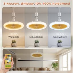 MUPOO Plafondventilator met Licht E27 - 360° Roteerbaar - Dimbaar - Ø 25cm - 3 Kleurtemperatuur & Snelheden - Eenvoudige Montage - Mini Ventilatorlamp voor Kinderkamer & Hal - Geel — thumbnail 3