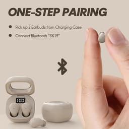 Draadloze Slaapoordopjes voor Zijslapers – Noise Blocking Earbuds – Klein Ontwerp – 6 Uur Speeltijd met 120 Uur Oplaadcase – IPX7 Waterdicht – Bluetooth 5.3 – Slaap Oordopjes – lichtbeige — thumbnail 5