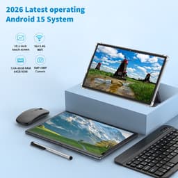Android 15 Tablet met Toetsenbord & Muis – 12GB RAM, 64GB Opslag, 6000mAh, 2-in-1 Set, Zwart — thumbnail 2