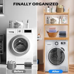 Wasmachinekast Bamboe – Opbergrek Boven Wasmachine – Toiletrek 170 cm – Ruimtebesparende Badkamer Organizer — thumbnail 2