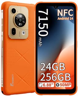 FOSSiBOT F112 Pro Robuuste Smartphone - Dual SIM 5G - 24 GB ROM - 256 GB ROM - 7150mAh - 6,88 inch HD+ IPS Scherm - IP68 Waterdicht Telefoon - GPS,NFC,Face ID,OTG - Oranje — thumbnail 1