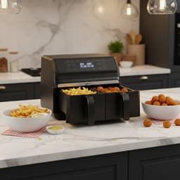 Tomado TAF8001B - Dubbele airfryer - 2 x 4 liter inhoud - XXL - 1700 watt - Tiptoetsbediening - 8 automatische programma's - Zwart — thumbnail 3