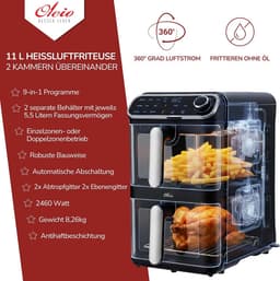 Heteluchtfriteuse met Dubbele Kamer 11L Verticaal XL 2460W Digitale Programma's — thumbnail 7