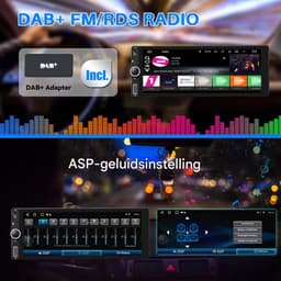 ESSGOO Universele 1Din Autoradio met Bluetooth - DAB+ - Draadloze Apple Carplay en Android Auto - 6,86 inch Touchscreen - USB, Aux, FM-Radio, RDS, MP5 - Handsfree bellen - Android 15 4 + 64GB -Achteruitrijcamera — thumbnail 2