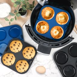 Yorkshire pudding bakplaat voor Air Fryer - 4 stuks - Burger Bun vorm - Muffin Top Pan - 4 cups - Yorkshire Pudding vormen - Muffin - Whoopie Pie - siliconen. — thumbnail 4