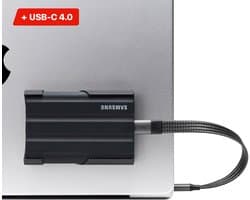 CRAP.SUPPLY® - Magnetische SSD Houder Samsung T7 Shield + USB-C 4.0 Kabel — Laptop Mount - Carbon Fiber - Bundel