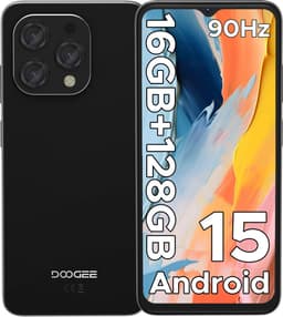 DOOGEE N55 - Smartphone - 16 GB RAM + 128 GB ROM（2TB/TF） - 6.56 inch + 90Hz IPS - 4G Dual SIM - 5150mAh - Android 15 - 5G WiFi - Face ID - GPS - Widevine L1 - Zwart — thumbnail 1