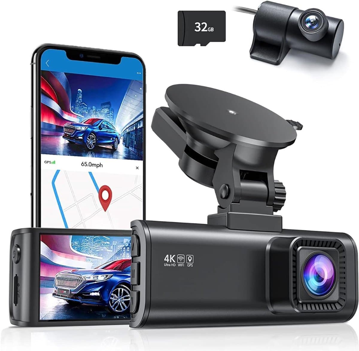 Core® Dashcam Voor en Achter - Dashcam - Dashcam Voor Auto - Zwart - 10cm x 4cm x 3cm — afbeelding 1