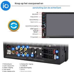 ESSGOO 2 Din Autoradio - 7" Touchscreen - Draadloos Apple CarPlay & Android Auto - Bluetooth, USB, AUX, TF, SWC — thumbnail 3