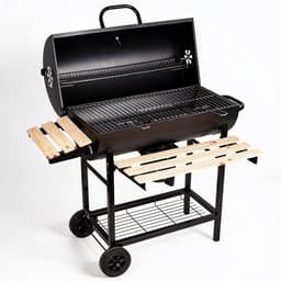 Barbecue Houtskool Wagenmodel Met Groot Grillrooster 75x39 cm – BBQ Met Ingebouwde Thermometer & Hittebestendige Chroomkleur – Houtskool Grill Met 2 Inklapbare Zijplanken & Wielen | Geschikt Voor 8-10 Personen — thumbnail 1
