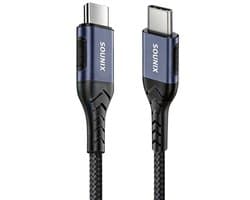 Sounix USB C kabel 240W Snellader - Oplaadkabel - 3 Meter - USB C naar USB C - Geschikt voor smartphone en laptop - Nylon - Zwart