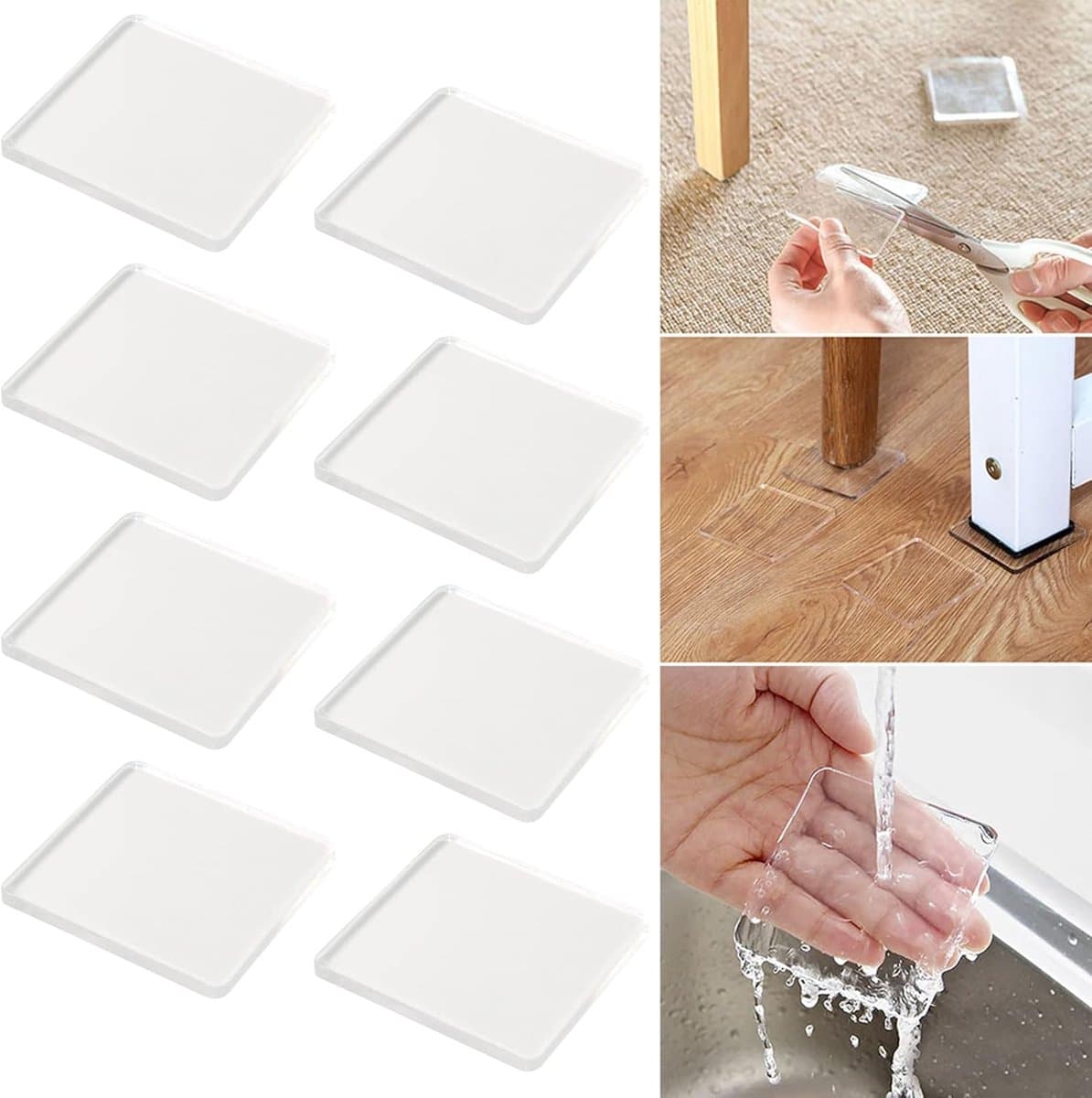 Allecto - Anti-Vibratie Pads - Geluidsreductie - Transparant - Wasmachine Mat - Antislip - Voor elke vloer - Set van 8 — afbeelding 1