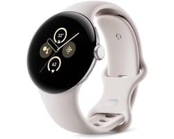 Google Pixel Watch LTE (41mm) - Smart Watch Polished Silver Aluminum- Porcelain Sports Band