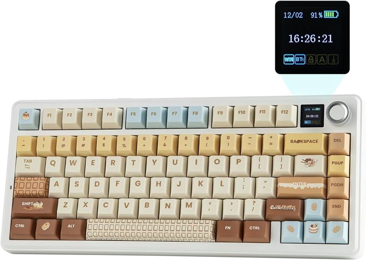 EPOMAKER x AULA F75 MAX - Bruin / Karamel - Mechanisch Draadloos Toetsenbord - RGB - 75% - QWERTY - Gaming Keyboard - Leobog Reaper Switch — afbeelding 1