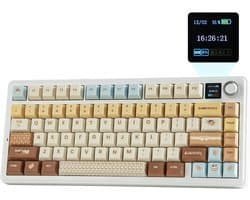 EPOMAKER x AULA F75 MAX - Bruin / Karamel - Mechanisch Draadloos Toetsenbord - RGB - 75% - QWERTY - Gaming Keyboard - Leobog Reaper Switch
