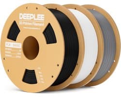 PLA 3D Printer Filament Set - 3 kg Zwart, Wit, Grijs - 1.75 mm - Hoge Precisie & Sterkte