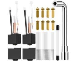 Hotend-set - Geschikt voor Kobra 3/Kobra 3 Combo - Inclusief 8 messing nozzles van 0,4 mm, nozzlesleutel, 20 reinigingsnaalden en 2 siliconen beschermhoesjes - 3D-printer hot-end kit