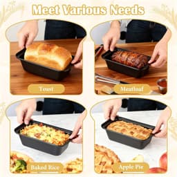 Ynkkvre - Rechthoekige Bakvorm - Koolstofstaal Bakvorm - Gelijkmatig Bruin Bakken En Snelle Warmtegeleiding - 2 Stuks - Voor air fryer En Cake Zilver — thumbnail 7