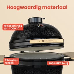 KitchenBrothers Kamado BBQ - 21 Inch Houtskool Barbecue - 45⌀ cm - PFAS-vrij - Complete Set - Egg BBQ met Accessoires inclusief Hoes - Zwart — thumbnail 2