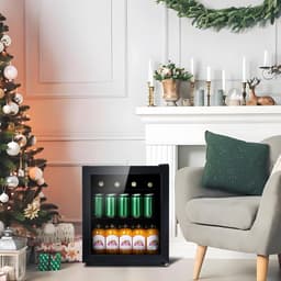 Quvo® Professionele Horica Minibar Koeling – Wijnkoelkast 48L – Flessenkoelkast met Glazen Deur – Mini Koelkast met Glazen Deur – Kleine Drankenkoelkast – 2 Opslagniveaus – Minibar - Zwart - 48cm x 43cm x 51cm — thumbnail 3