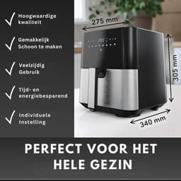 SNJY® Airfryer XXL - Airfryer Dubbel - Heteluchtfriteuse - Airfryer Dubbele Mand - 1450 Watt - Zwart/RVS — thumbnail 5
