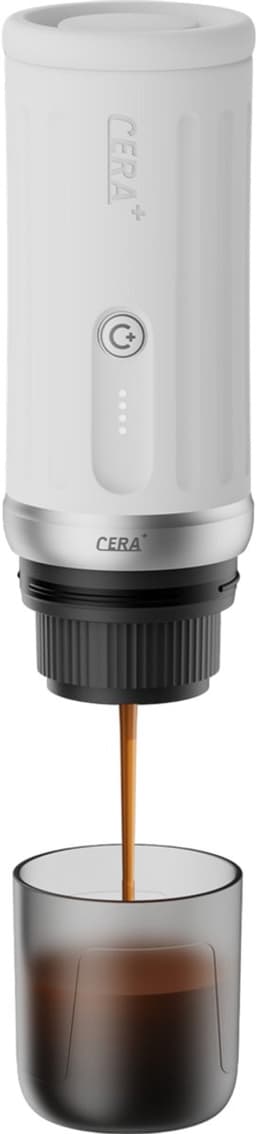 Cerapresso draagbare espressomachine - 3e gen 13500 mAh batterij - tot 8 kopjes zonder opladen - 150s tot 96°C - cups en gemalen koffie - dubbele espresso - draagbare koffiemachine - koffiemaker - reis & camping koffiezetapparaat 12 volt - CERA+ — thumbnail 1