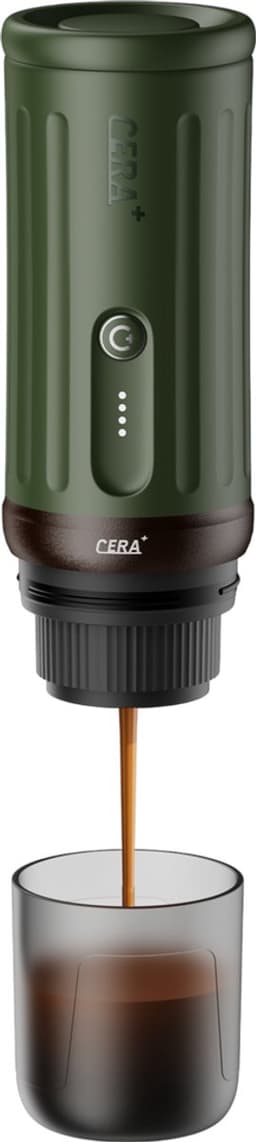 Cerapresso draagbare espressomachine - 3e gen 13500 mAh batterij - tot 8 kopjes zonder opladen - 150s tot 96°C - cups en gemalen koffie - dubbele espresso - draagbare koffiemachine - koffiemaker - reis & camping koffiezetapparaat 12 volt - CERA+ — thumbnail 1
