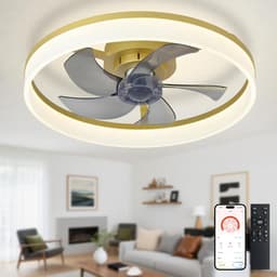 Gouden Plafondventilator 50 cm met Dimbaar LED Verlichting - Stijlvol en Stil — thumbnail 2