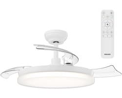 Philips Solr Plafondventilator met LED-lamp - 3 Intrekbare bladen - Diameter: 106cm - Drie tinten wit licht (2700K / 4000K / 5500K) - Dimbaar tot 10% - Afstandsbediening - Wit - 4500 Lumen — afbeelding 1