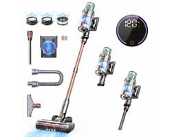 Steelstofzuiger - Draadloze Stofzuiger - Accu Stofzuiger - Kruimeldief - Handstofzuiger - Cycloonstofzuiger - Met LED Display - Krachtige Zuigkracht - Inclusief Opzetstukken - Voor Harde Vloeren en Tapijt