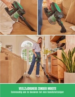 MIRA® 6-in1 Steelstofzuiger Zonder Zak op Accu - Steelstofzuiger Draadloos Uitschuifbaar - Kruimeldief Snoerloos best Verkocht 25KPA – Zwart/Groen - ‎17cm x 8cm x 10cm — thumbnail 2
