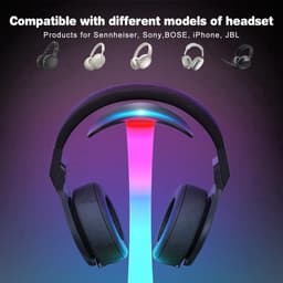 3-in-1 RGB Gaming Hoofdtelefoonstandaard - Headsethouder met 15 W draadloze oplader - Gaming-hoofdtelefoonhouder met 9 lichtstanden - voor alle hoofdtelefoons - Geheugenfunctie - Koptelefoon standaard - houder - Zwart — thumbnail 4
