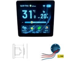 Inbouw Thermostaat | Wifi | Touchscreen bediening | App bediening | Inbouwmontage | CV installatie | Tuya Smart Life | Zwart
