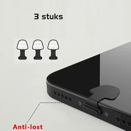 DW4Trading Zelfklevende Siliconen Stofpluggen 3 Stuks Voor USB C Aansluitingen, Ideaal Voor Iphones - Zwart — thumbnail 1