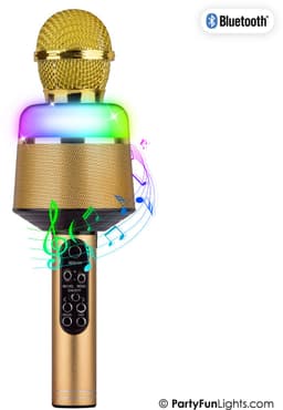 Bluetooth - Goud - Karaoke Set - Voor Kinderen en Volwassenen - Draadloos - Echo - Met Speaker - LED Licht - Nederlandse Handleiding — thumbnail 1