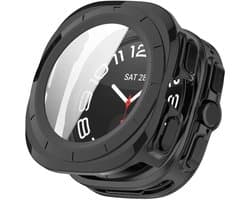 Hoesje Geschikt voor Samsung Galaxy Watch Ultra - Bumper Case met Ingebouwde Tempered Glass - Volledige Bescherming - Zwart