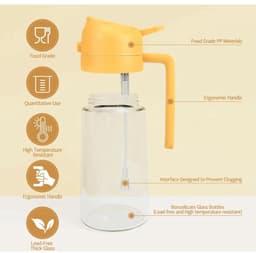 470 ml olieverstuiver en -dispenser 2-in-1 - olijfoliedispenser en schenker voor keuken - airfryer - salade - barbecue - geel — thumbnail 4